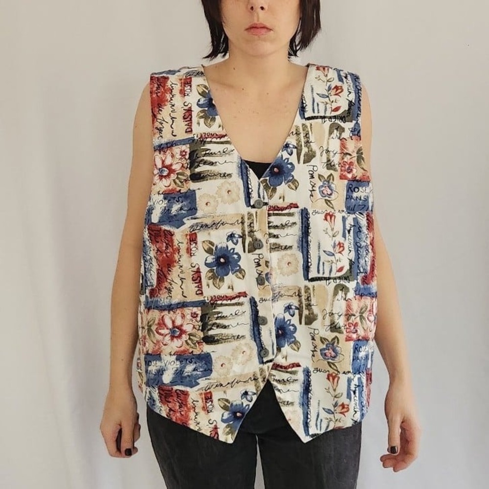 90s Floral Print Cottagecore Cotton Vest‎